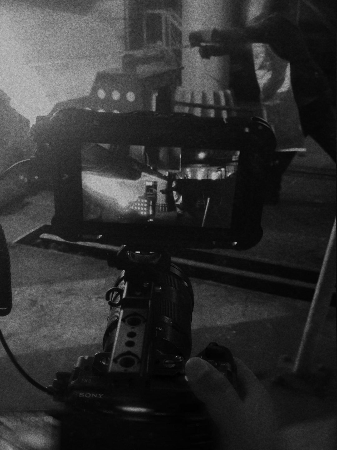 Camera and monitor on an industrial set